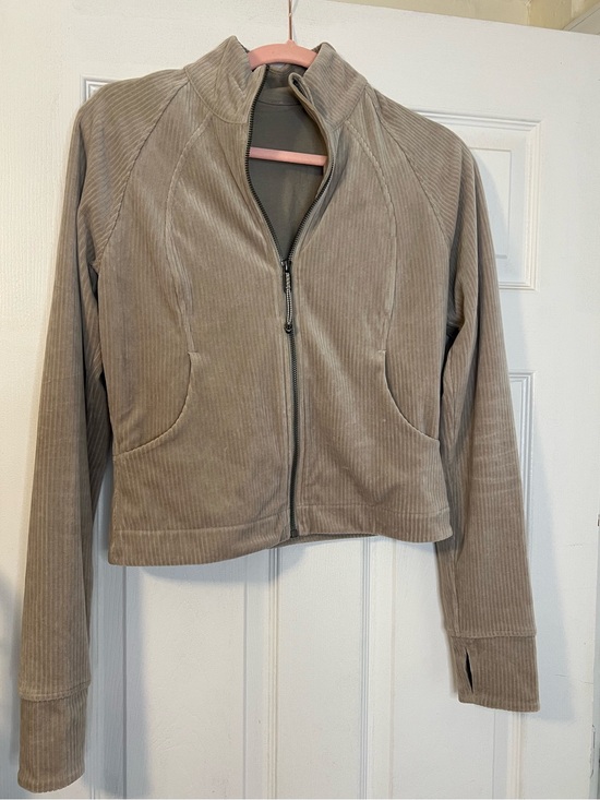lululemon athletica Tops - #122 Lululemon Scuba Track Jacket Velvet Cord Riverstone Sz 6 EUC Soft RibZip Up